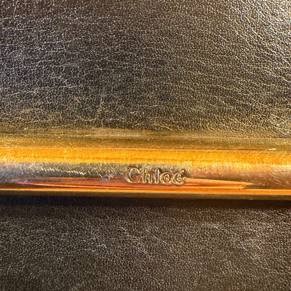 Chloe Blue, Black and Tan Shoulder Bag with Gold Accent - Picture 4 of 5